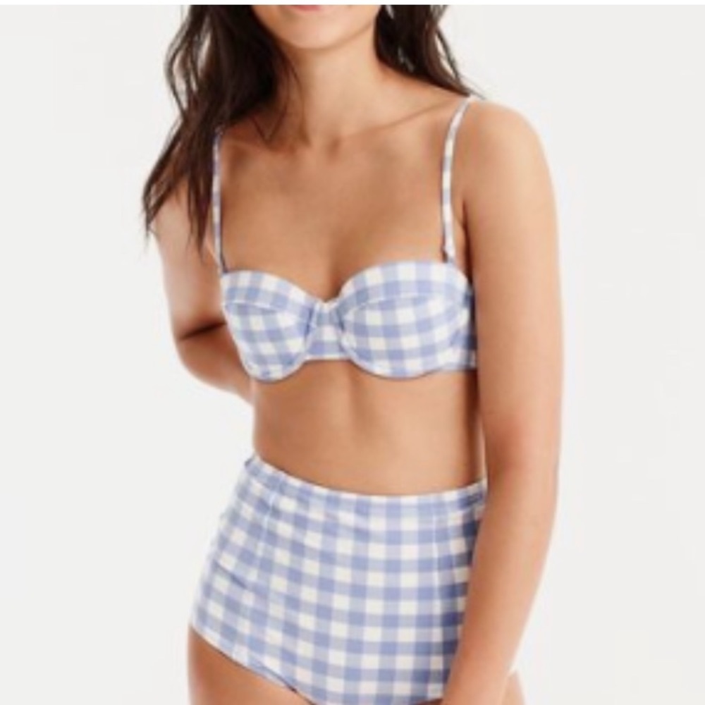 J. Crew Demi Underwire Bikini Top in Oversized Matte Gingham- 34B